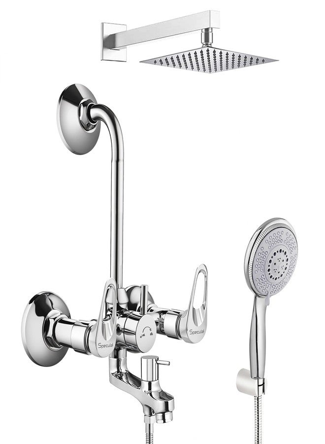 Specule Opel Series Brass, 3-in-1 bathroom Mixer | With Overhead Shower Head Set | Hand Shower Set With 1.5 Meter Hand Shower Pipe | Bathroom Shower Set | Wall Mixer (Chrome) (Complete Set) - Image 1
